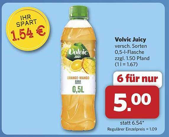 Volvic Juicy Orange-Mango 0,5L - 6 für nur 5,00 €