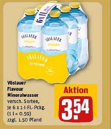 Vöslauer Flavour Mineralwasser, verschiedene Sorten, 6 x 1 l-Fl. Pckg.