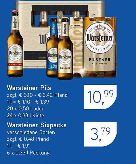 Warsteiner Pils und Sixpacks - Angebote vom 30. Juni bis 5. Juli 2025