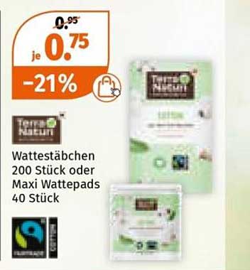 Wattestäbchen 200 Stück oder Maxi Wattepads 40 Stück