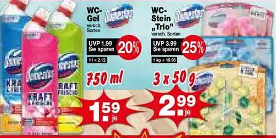 WC-Gel und WC-Stein "Trio" – Effektive Sauberkeit zum Sparpreis