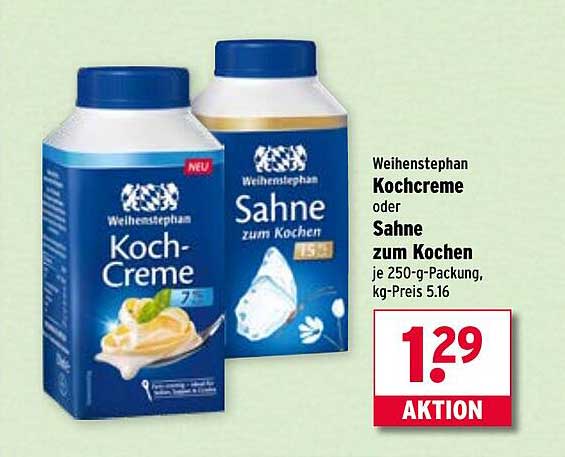 Weihenstephan Kochcreme oder Sahne zum Kochen