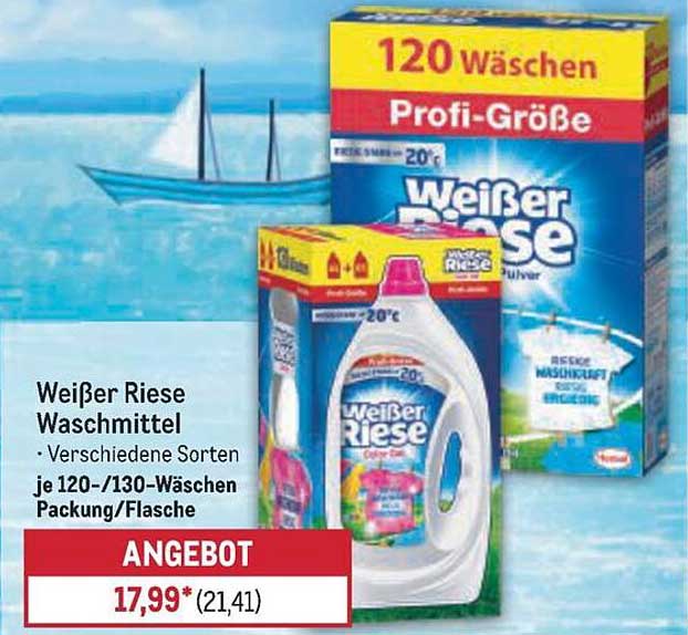 Weißer Riese Waschmittel - Verschiedene Sorten je 120-/130-Wäschen Packung/Flasche