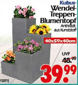 Wendel-Treppen-Blumentopf von Kubus - Anthrazit, aus Kunststoff