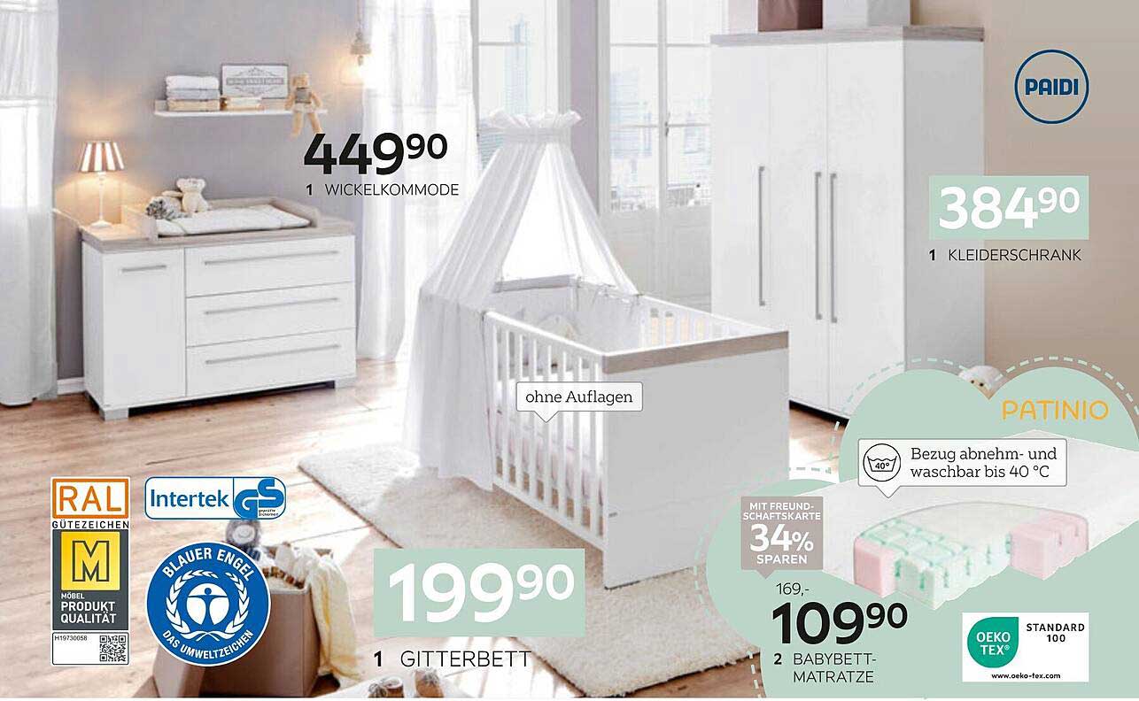 Wickelkommode und Gitterbett von PAIDI – Sicherheit und Stil für Ihr Babyzimmer