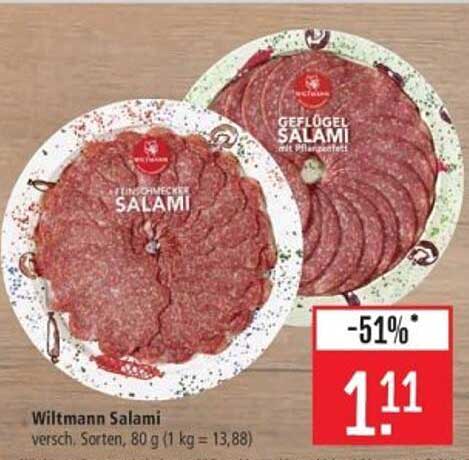 Wiltmann Salami - Verschiedene Sorten, 80 g