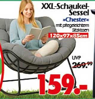 XXL-Schaukel-Sessel »Chester« mit pflegeleichtem Sitzkissen