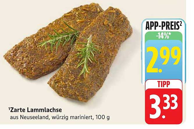 Zarte Lammlachse aus Neuseeland, würzig mariniert, 100 g