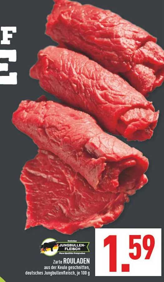 Zarte Rouladen aus der Keule - Deutsches Jungbullenfleisch, je 100 g