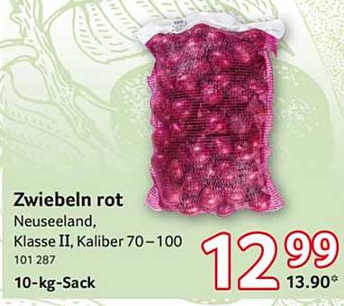 Zwiebeln rot aus Neuseeland, Klasse II, Kaliber 70-100 im 10-kg-Sack