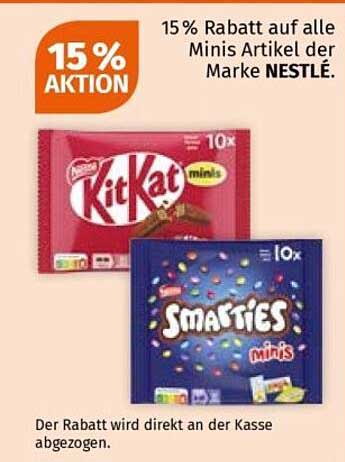 15% Rabatt auf alle Minis Artikel der Marke NESTLÉ.