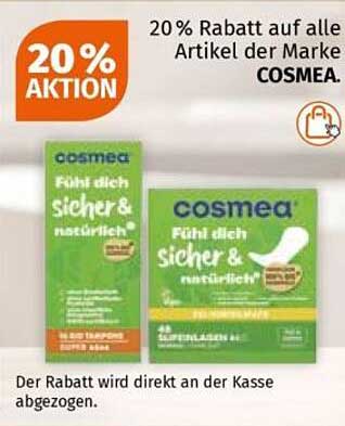 20% Rabatt auf alle Artikel der Marke COSMEA.