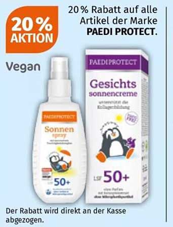 20% Rabatt auf alle Artikel der Marke PAEDIPROTECT.