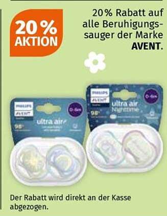 20% Rabatt auf alle Beruhigungssauger der Marke AVENT.