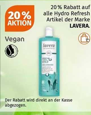20% Rabatt auf alle Hydro Refresh Artikel der Marke LAVERA.