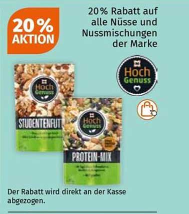 20% Rabatt auf alle Nüsse und Nussmischungen der Marke