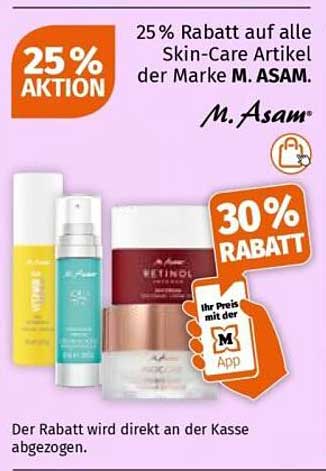 25 % Rabatt auf alle Skin-Care Artikel der Marke M. ASAM.