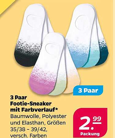 3 Paar Footie-Sneaker mit Farbverlauf*