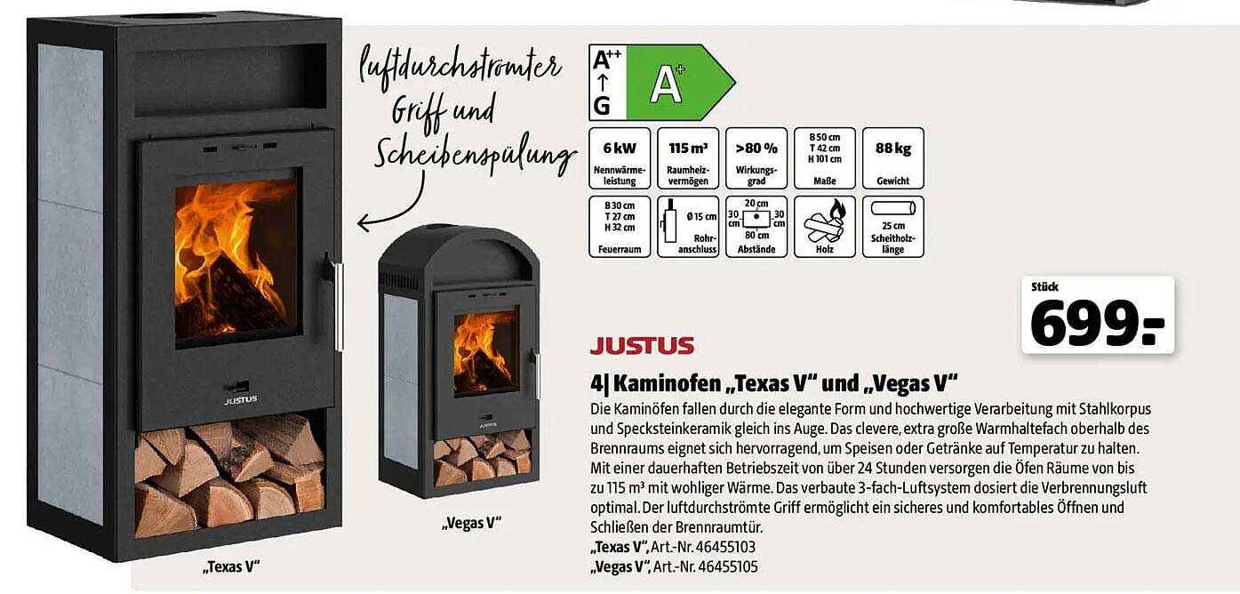 4| Kaminofen „Texas V“ und „Vegas V“