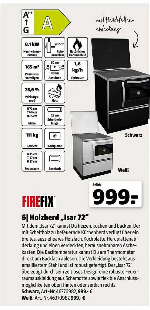 6l Holzherd „Isar 72“