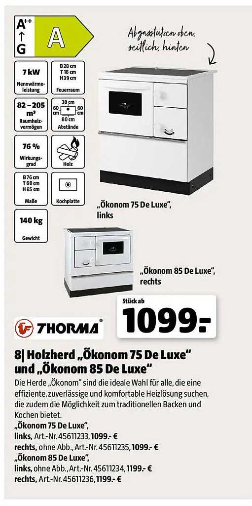 8| Holzherd „Ökonom 75 De Luxe“ und „Ökonom 85 De Luxe“