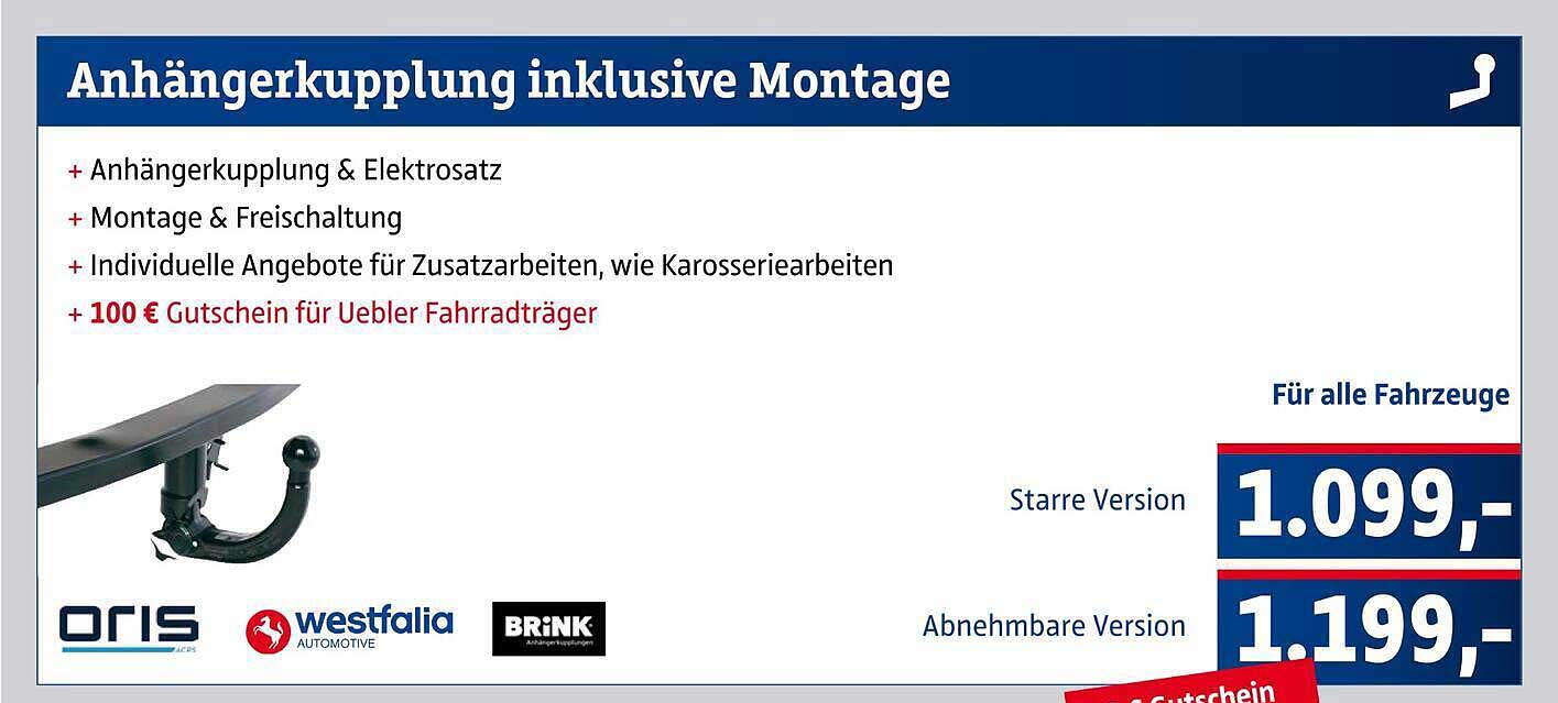 Anhängerkupplung inklusive Montage