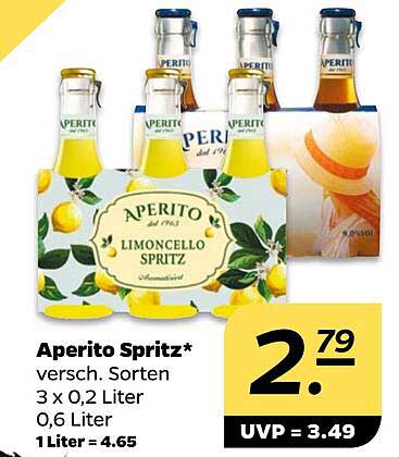 Aperito Spritz* verschied. Sorten 3 x 0,2 Liter 0,6 Liter 1 Liter = 4.65