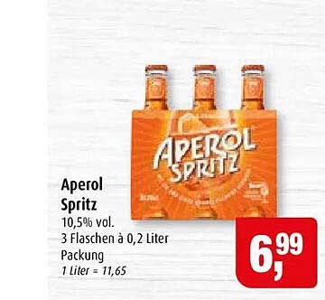 Aperol Spritz 10,5% vol. 3 Flaschen à 0,2 Liter Packung