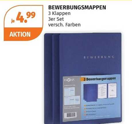 BEWERBUNGSMAPPEN 3 Klappen 3er Set versch. Farben