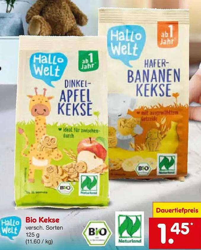 Bio Kekse versch. Sorten 125 g