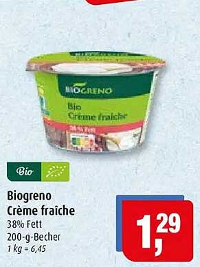 Biogreno Crème fraîche 38% Fett 200-g-Becher