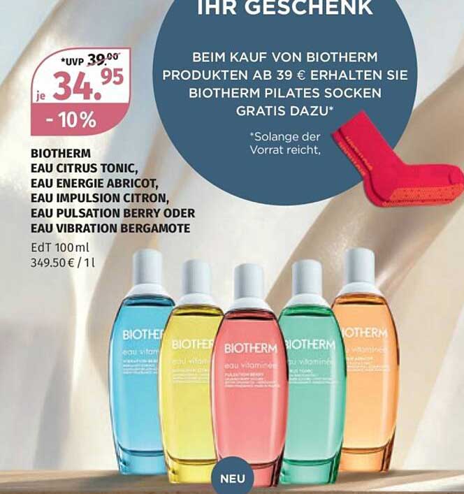 BIOTHERM EAU CITRUS TONIC, EAU ENERGIE ABRICOT, EAU IMPULSION CITRON, EAU PULSATION BERRY ODER EAU VIBRATION BERGAMOTE