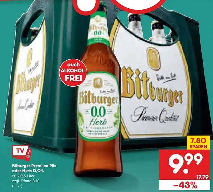 Bitburger Premium Pils oder Herb O,0%