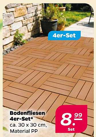Bodenfliesen 4er-Set* ca. 30 x 30 cm, Material PP