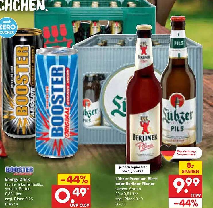 BOOSTER Energy Drink taurinh- & koffeinhaltig, versch. Sorten 0,33 Liter zzgl. Pfand 0.25
