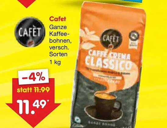 Cafet Ganze Kaffeebohnen, versch. Sorten 1 kg