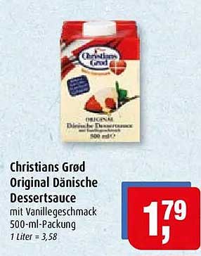Christians Grod Original Dänische Dessertsauce mit Vanillegeschmack 500-ml-Packung