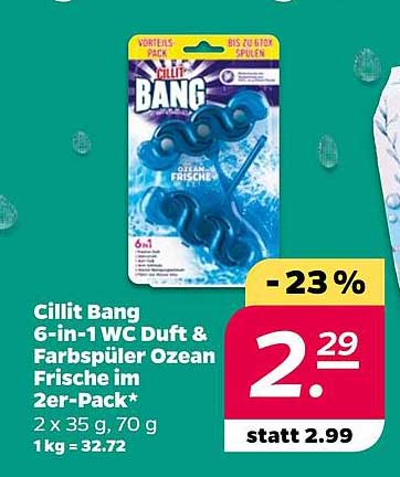 Cillit Bang 6-in-1 WC Duft & Farbspüler Ozean Frische 2er-Pack*