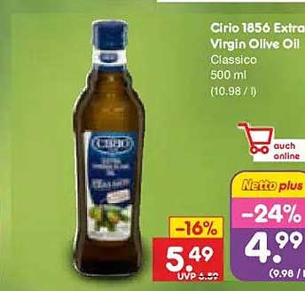 Cirio 1850 Extra Virgin Olive Oil Classico 500 ml (10.98 / l)
