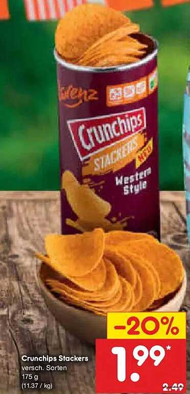 Crunchips Stackers versch. Sorten 175 g (11,37 / kg)