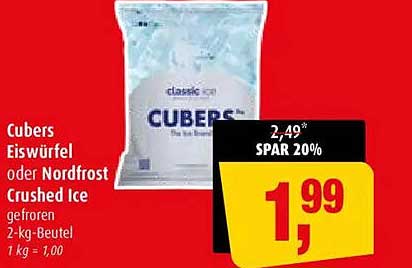 Cubers Eiswürfel oder Nordfrost Crushed Ice
