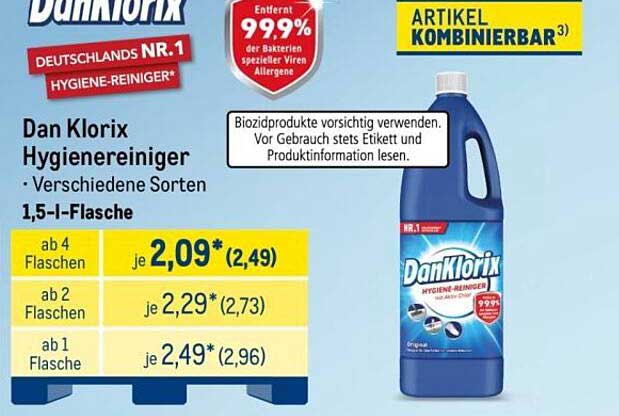 Dan Klorix Hygienereiniger Verschiedene Sorten 1,5-l-Flasche