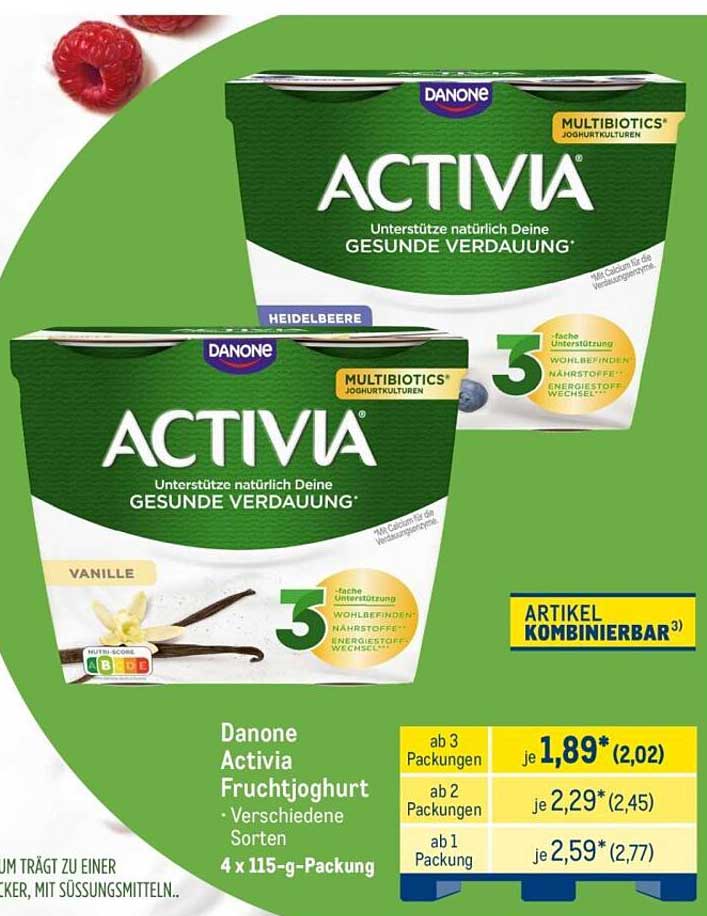 Danone Activia Fruchtjoghurt - Verschiedene Sorten 4 x 115-g-Packung