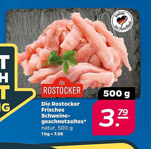 Die Rostocker Frisches Schweine-geschnetzeltes* natur, 500 g