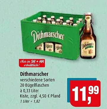 Dithmarscher verschiedene Sorten 20 Bügelflaschen à 0,33 Liter Kiste, zzgl. 4,50 € Pfand