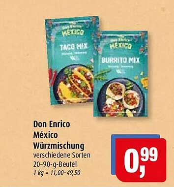 Don Enrico México Würzmischung verschiedene Sorten 20-90-g-Beutel 1 kg = 11,00-49,50