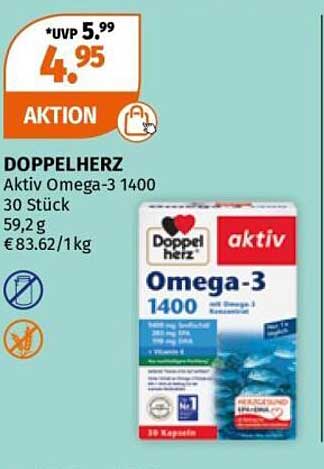 DOPPELHERZ Aktiv Omega-3 1400 30 Stück 59,2 g €83.62/1kg