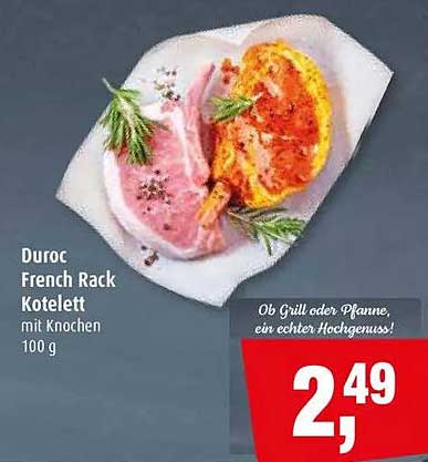 Duroc French Rack Kotelett mit Knochen 100 g