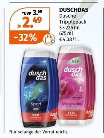 DUSCHDAS Dusche Tripplepack 3×225 ml 675 ml € 4.38 /1l