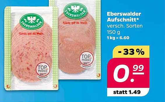 Eberswalder Aufschnitt* versch. Sorten 150 g 1kg = 6.60